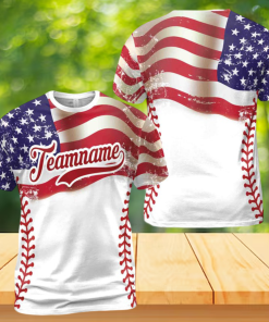 Personalized American Flag Baseball Team 3D T-Shirt